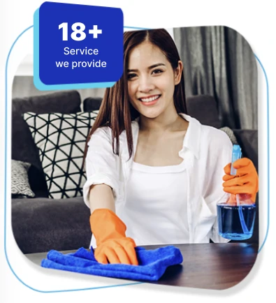 A woman dedicated to cleaning houses cleaning a counter